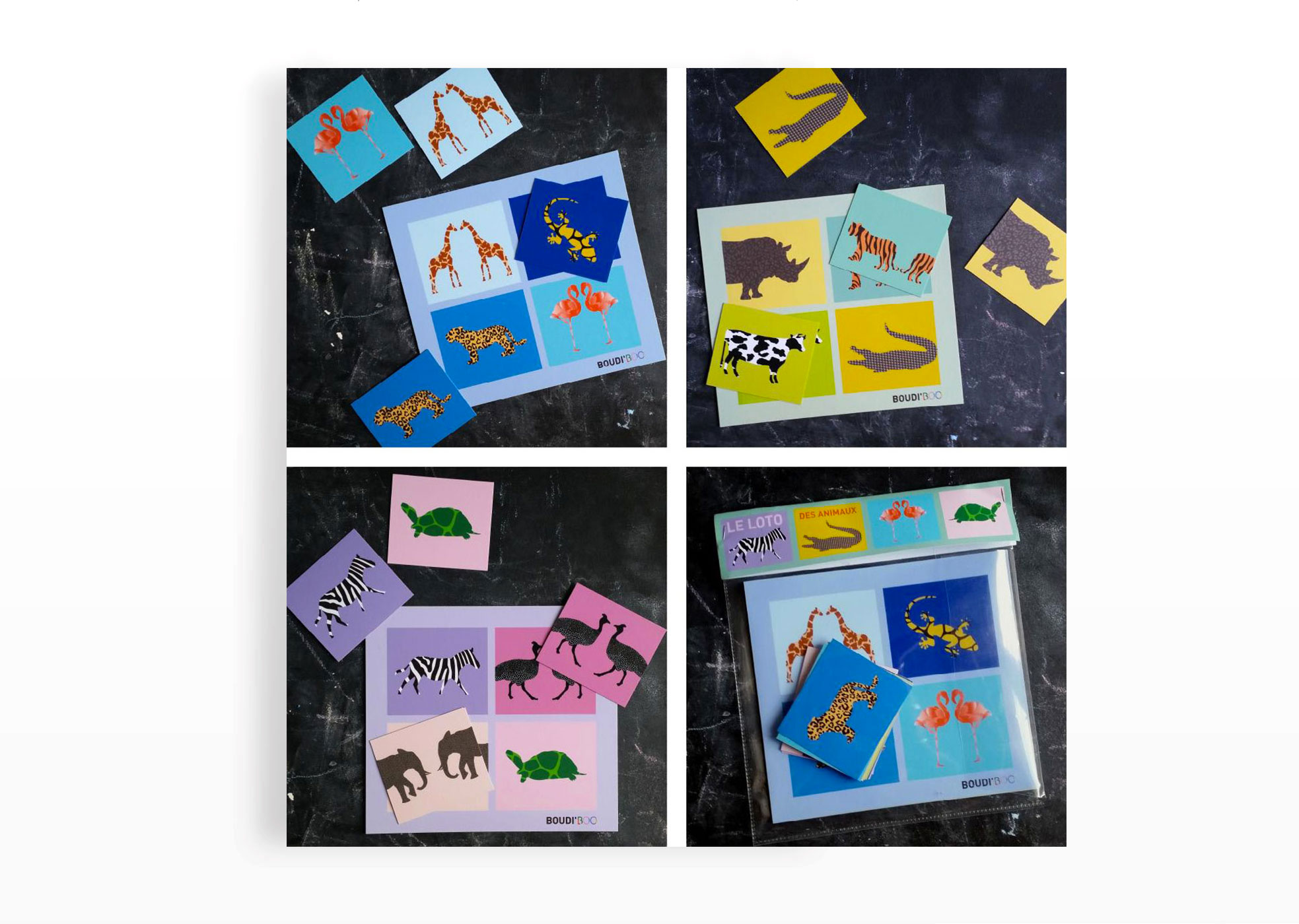 Un jeu pour faire découvrir les animaux et les couleurs aux petits bouts
Contient 3 planches et 12 cartes
